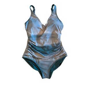 Land's End | Tie Dye Blue One Piece Swim Suit Adjustable Strap Padded Size Large